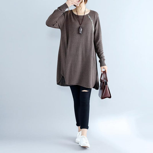2025 fall fashion cotton women sweater dresses oversize chocolate cozy knit dress