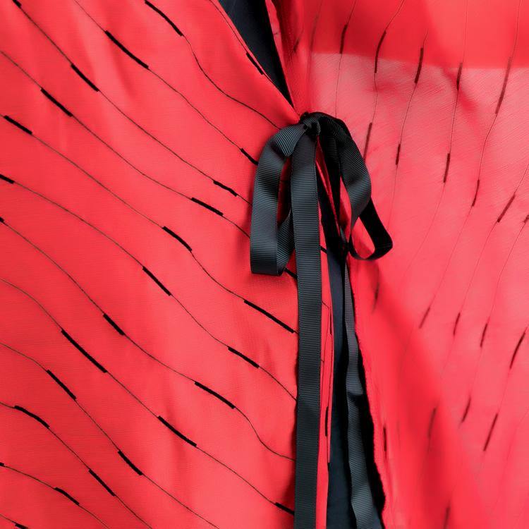 2018 red striped long cotton linen dress oversized v neck tie waist cotton linen clothing dresses boutique short sleeve kaftan - SooLinen