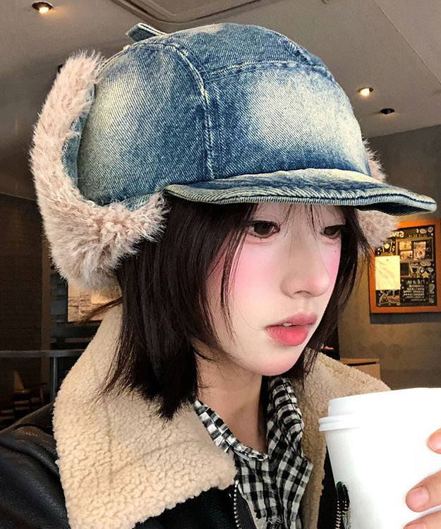 2025 New Denim Winter Warm Fleece Ear Protection Hat