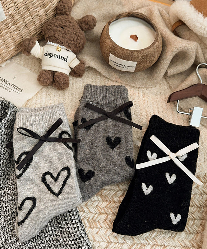 2026 New Cozy Jacquard Bow Cotton Crew Socks