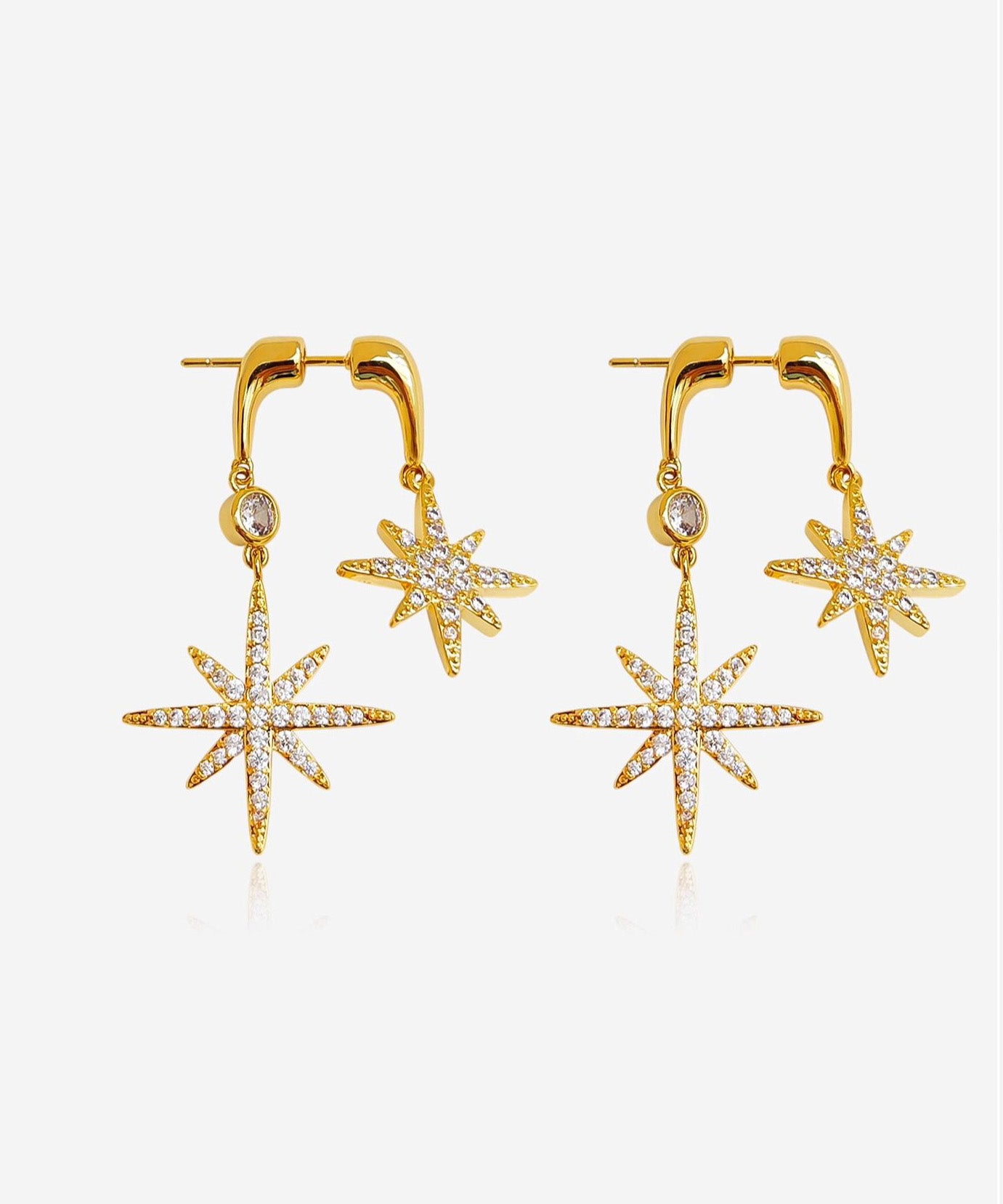 A Light Luxury Zircon Silver Two Wearing Octagonal Earrings