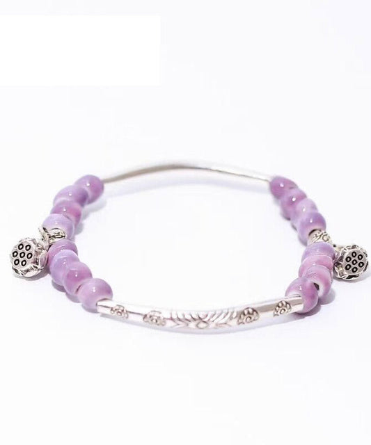 Art Cyan Ceramic Beading Patchwork Charm Bracelet