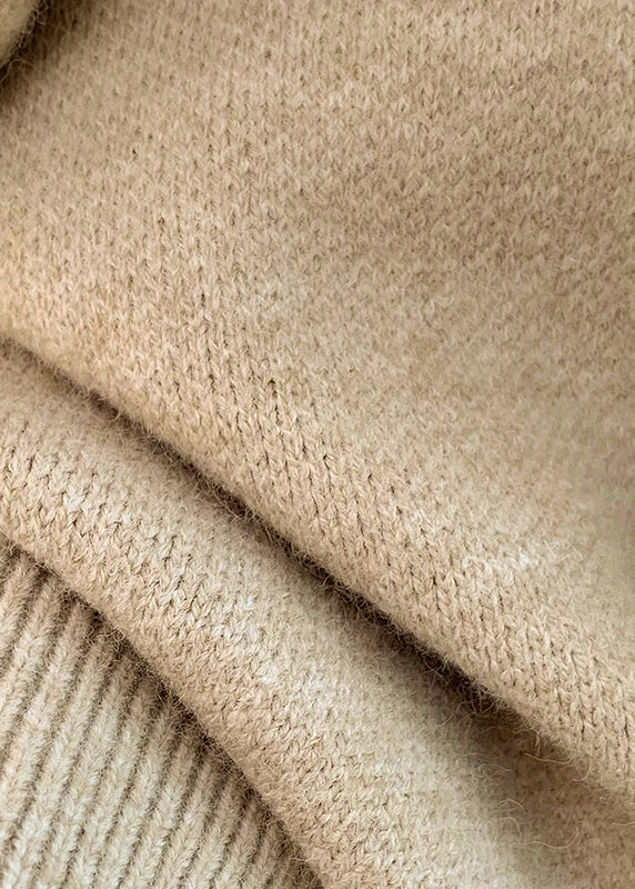 Art Khaki Fur Collar Warm Knit Hoodies Outwear Winter