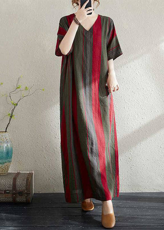 Art Polychrome Striped Oversized Cotton Long Sundress Summer