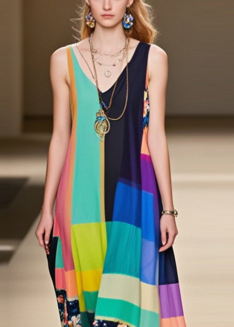 Art Print Exra Large Hem Chiffon Cami Dress Summer