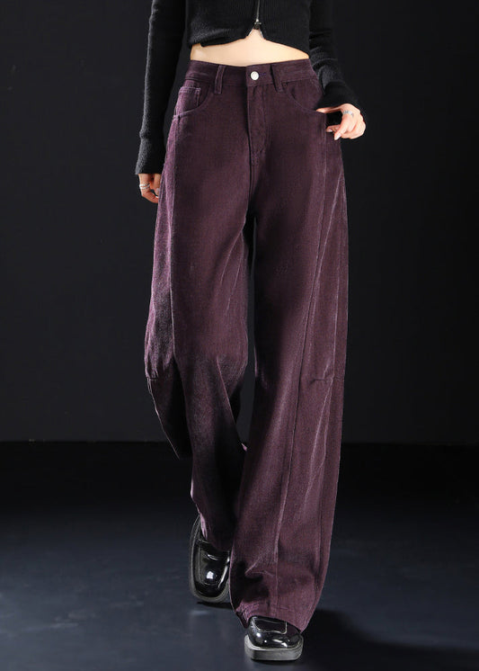 Art Purple Pockets High Waist Denim Pants Spring