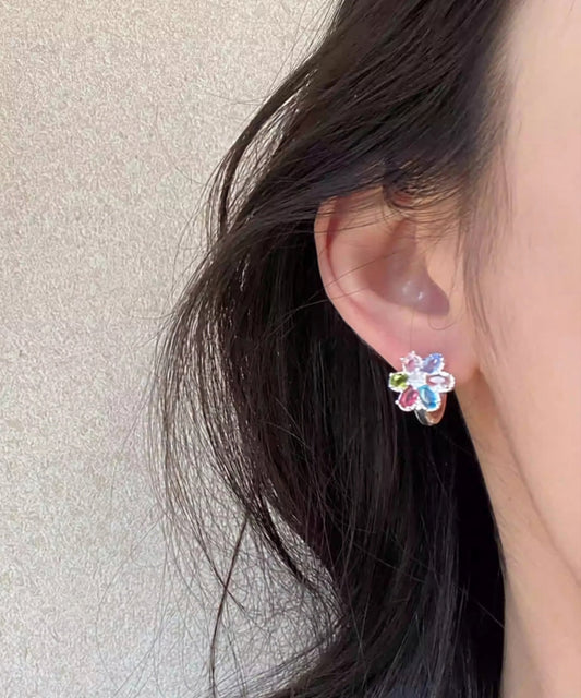 Art Rainbow Copper Overgild Floral Hoop Earrings