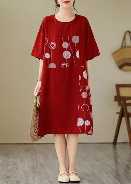 Art Red Dot Patchwork Maxi Dress Summer