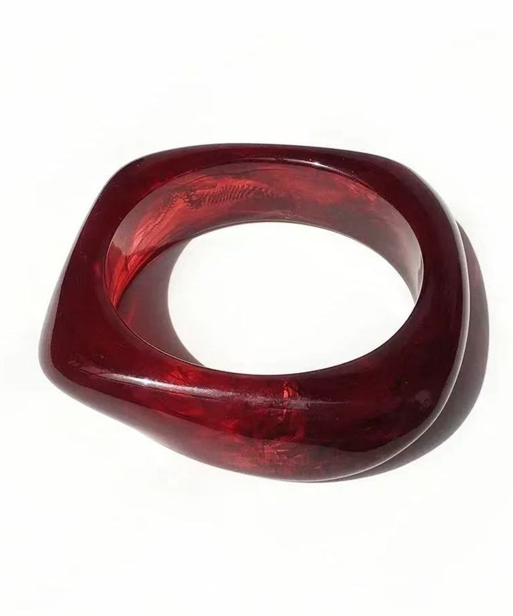 Art Red Resin Asymmetrical Square Bangle