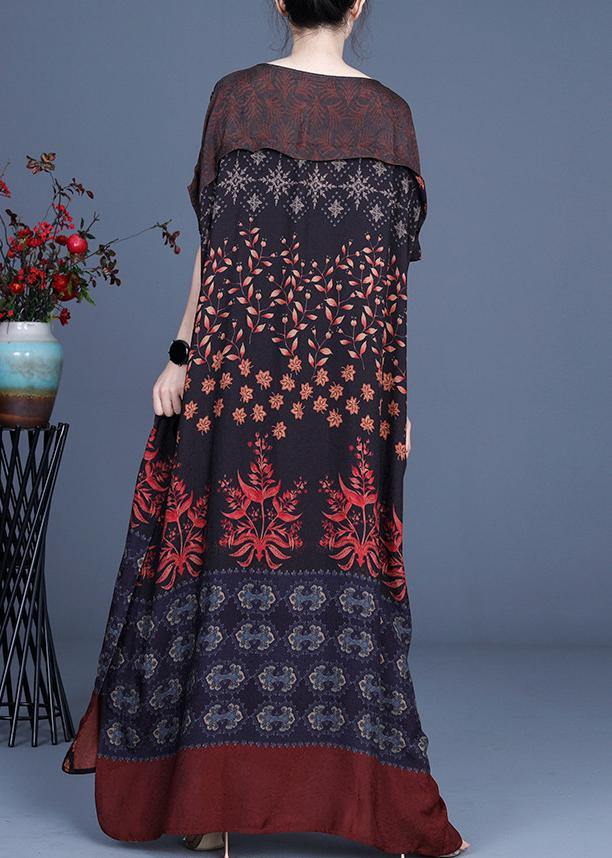 Art Silk Print Patchwork Mid Dress Summer - SooLinen