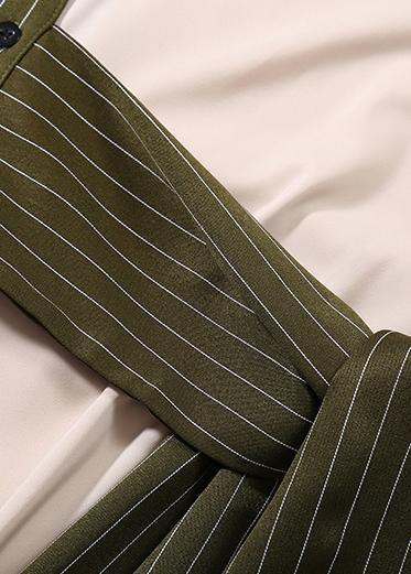 Autumn Asymmetrical Shirt Dress Long Sleeve Striped Sashes Ladies Stylish Robe - SooLinen