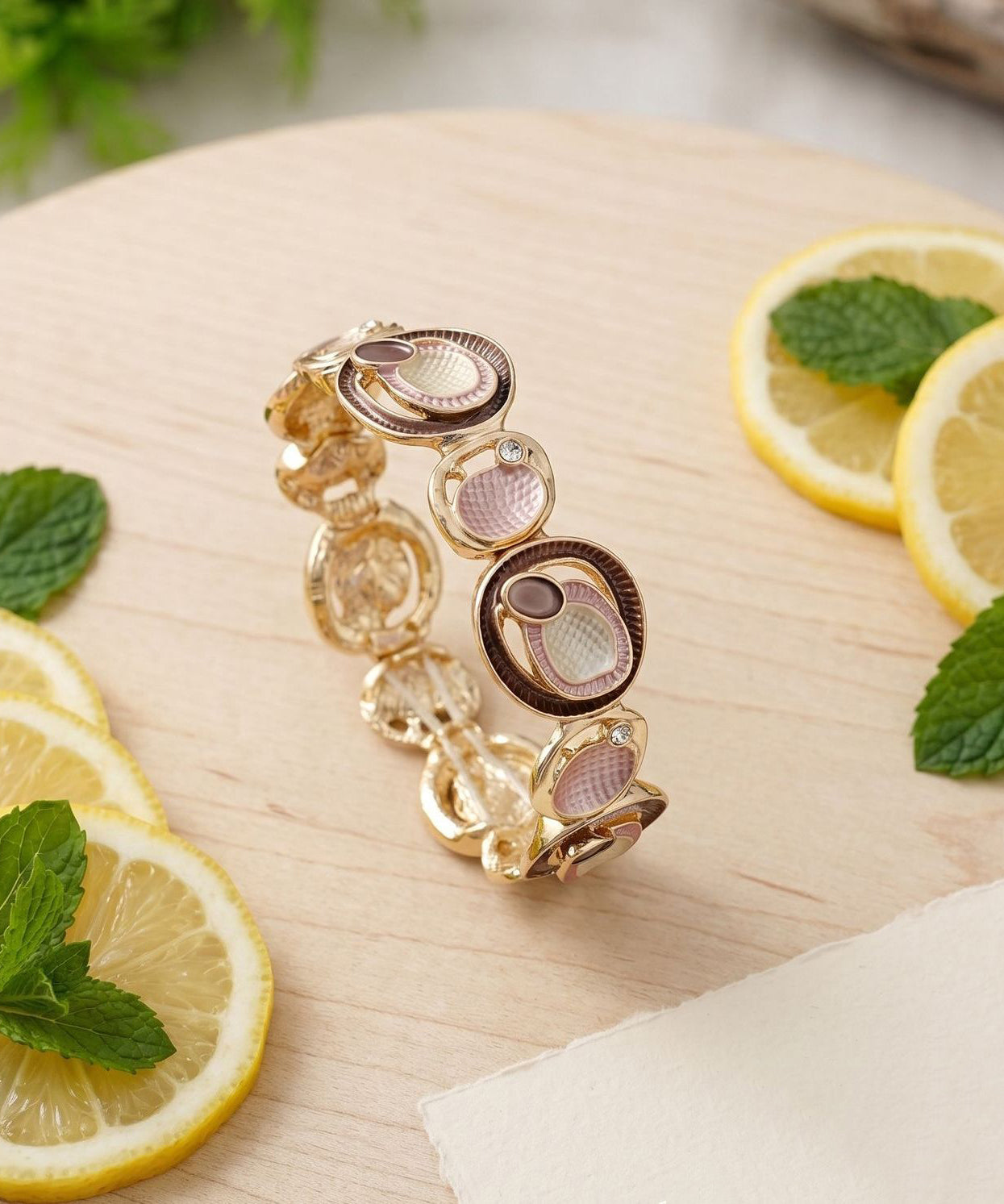 Beach Coffee Alloy Hollow Out Elasticity Bangle