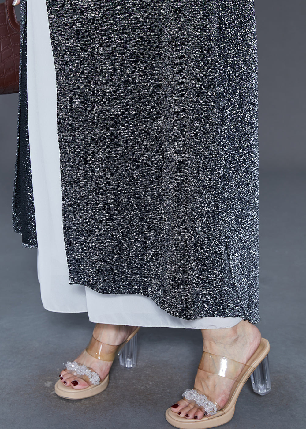 Beautiful Black Turtle Neck Sequins Long Cardigan Spring