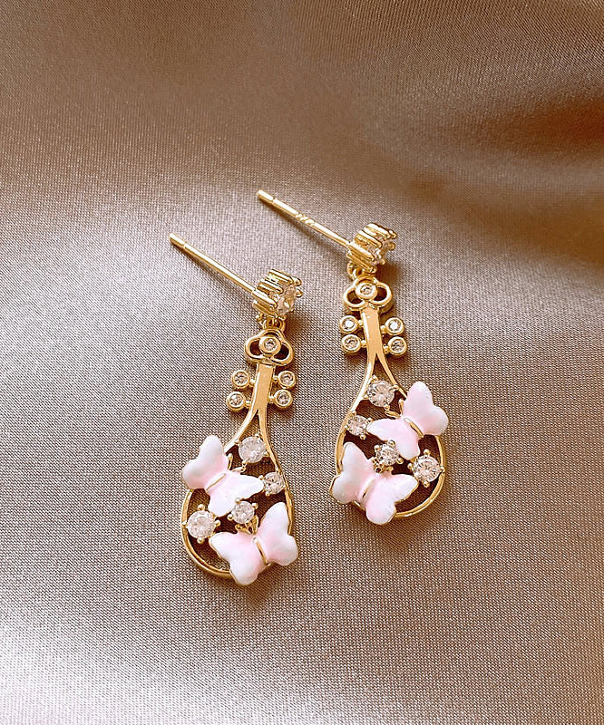 Beautiful Gold Copper Alloy Pipa Drop Earrings
