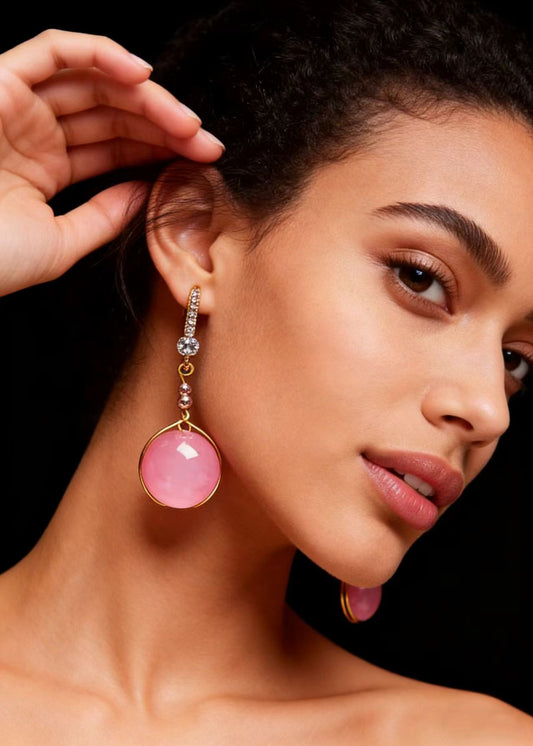 Beautiful Pink Crystal Zircon Drop Earrings