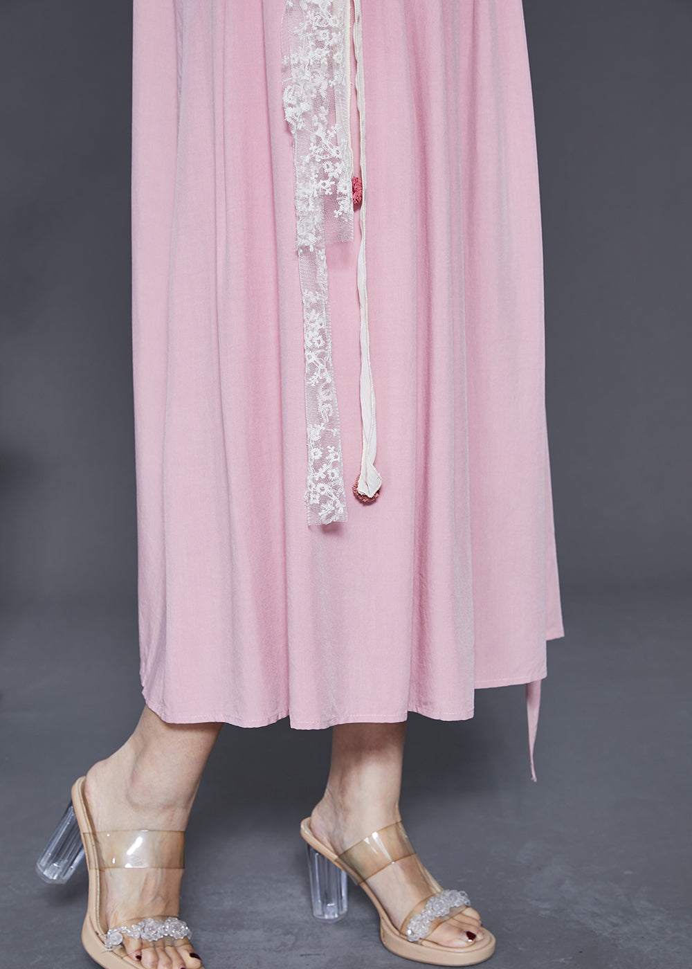 Beautiful Pink Stereoscopic Floral Chiffon Summer Dress