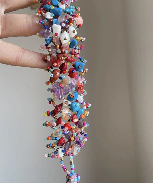 Beautiful Rainbow Weave Asymmetrical Beadin Chain Bracelet