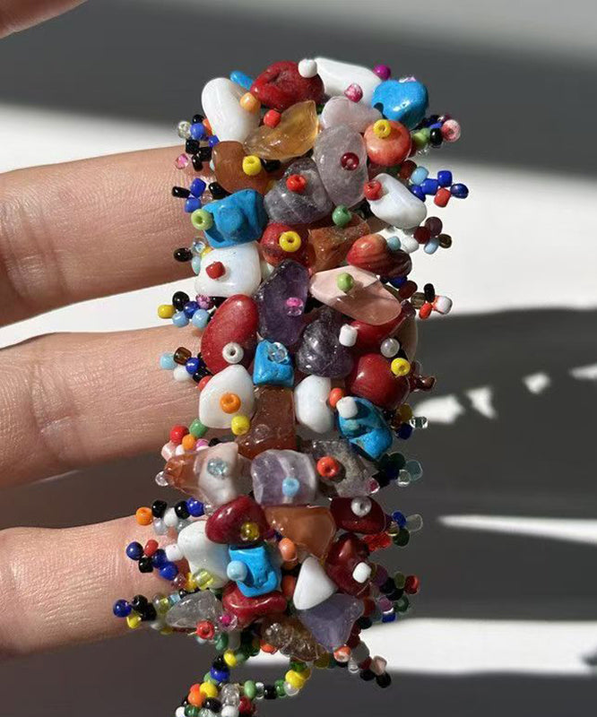 Beautiful Rainbow Weave Asymmetrical Beadin Chain Bracelet