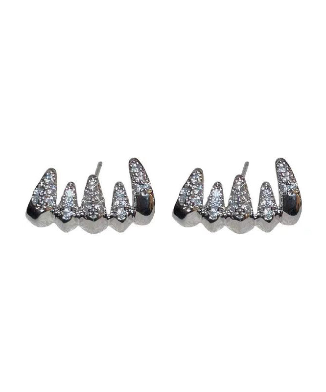 Beautiful Silver Zircon Stylish Stud Earrings