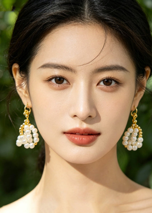 Beautiful White Pearl Original Design Drop Earrings