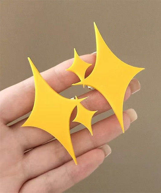 Beautiful Yellow Acrylic Shining Stars A Pair Hairpin