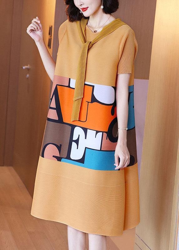 Beautiful Yellow hooded Print A Line Summer Dresses - SooLinen