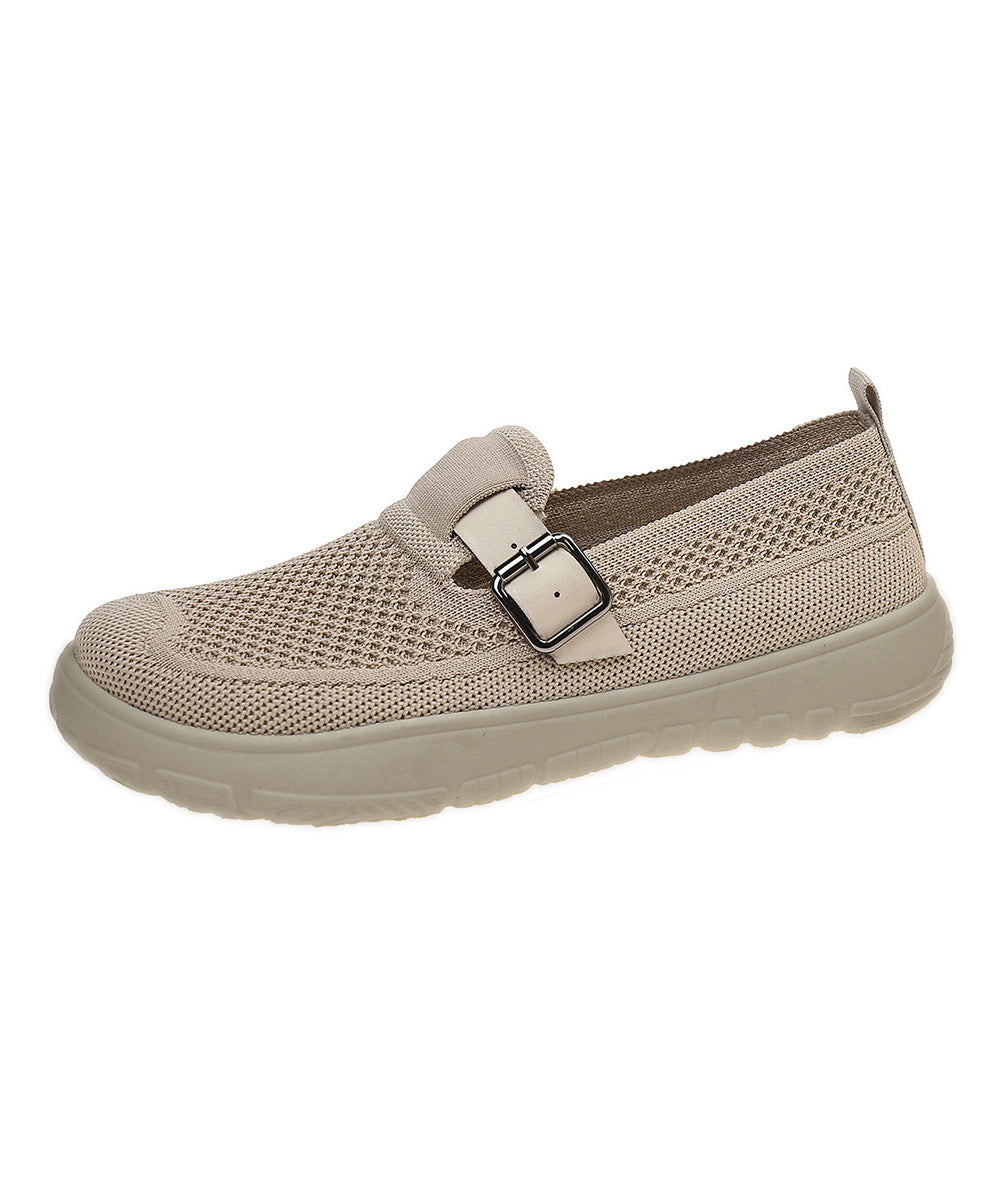 Beige Comfy Breathable Mesh Loafers Casual Splicing