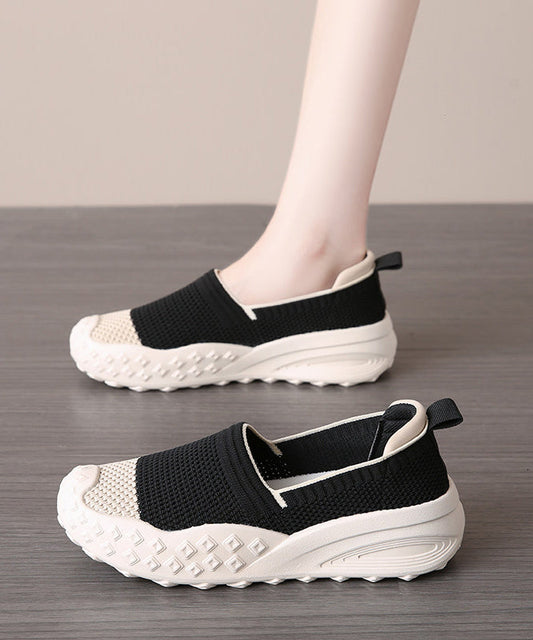 Beige Flat Shoes Knit Fabric Classy Flats
