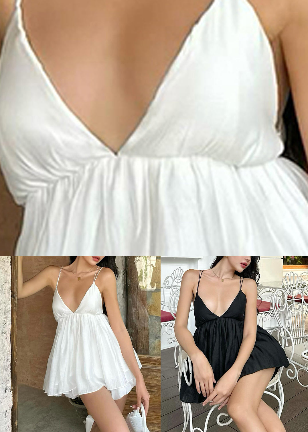 Black Backless Mid Spaghetti Strap Dress Summer