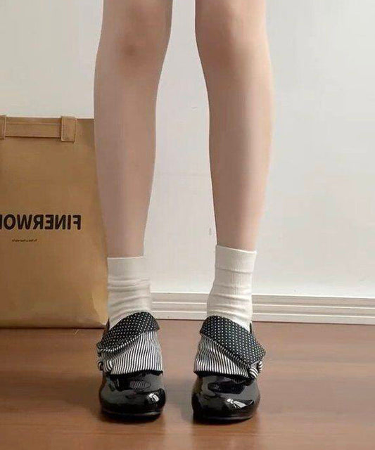 Black High Heels Splicing Chunky High Heels