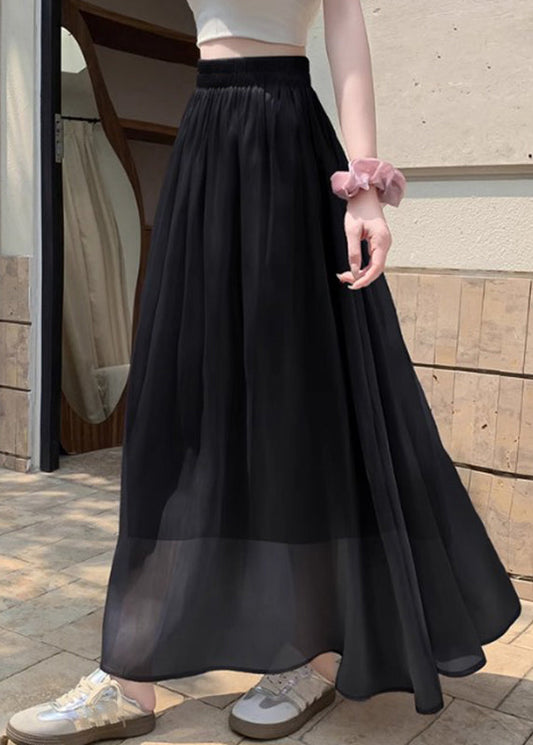 Black High Waist Patchwork Solid Maxi Skirts