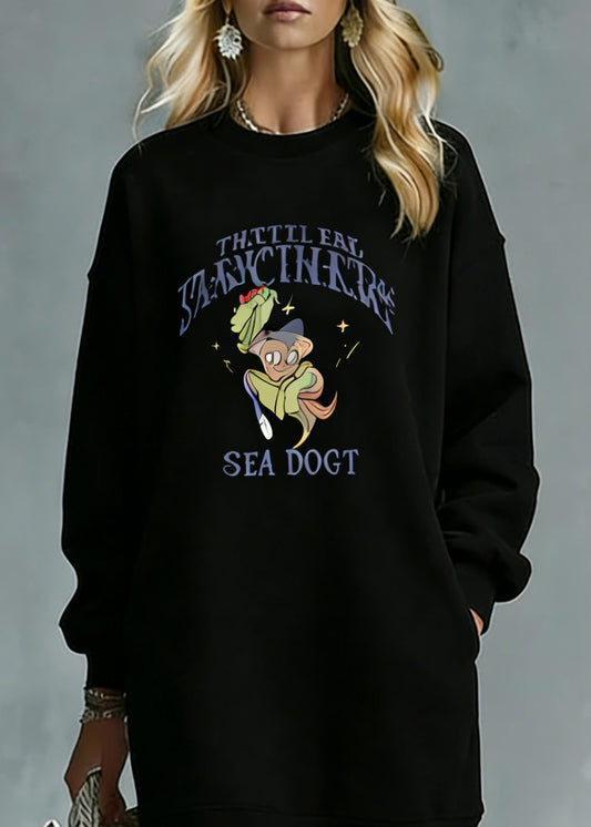 Black Pockets Lace Patchwork Warm Fleece Maxi Dresses O Neck Spring