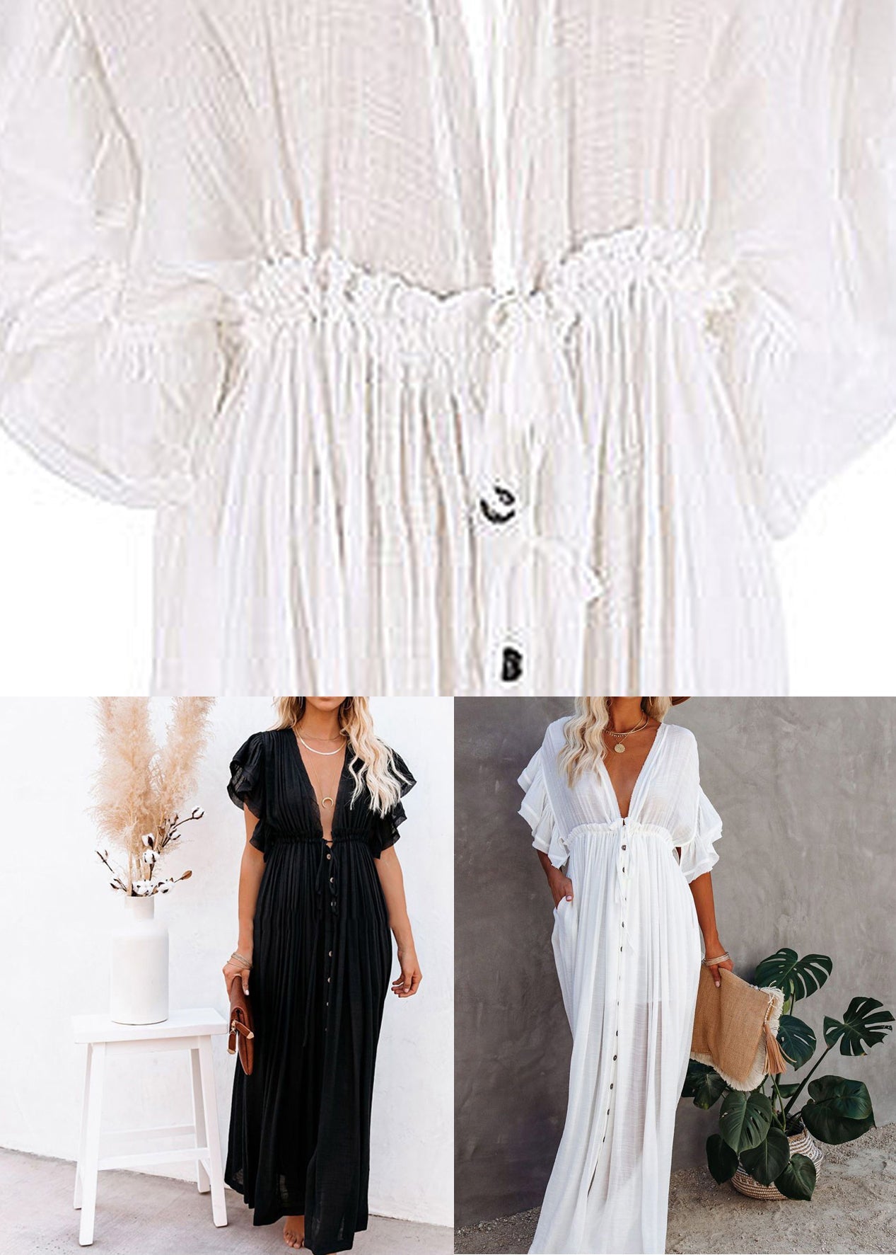 Black Ruffled Patchwork Solid Long Dress Summer