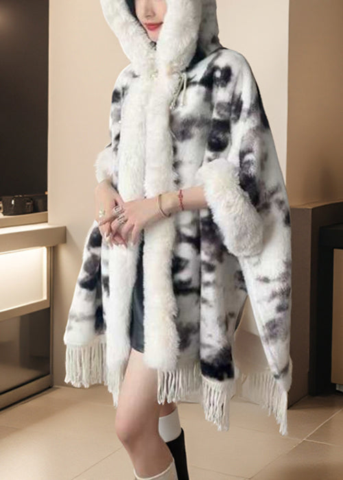 Blue Button Patchwork Warm Fleece Coats Hooded Batwing Sleeve