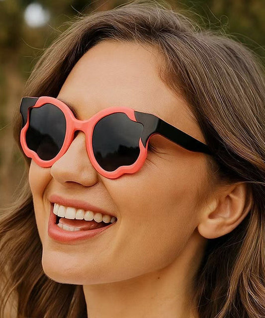 Blue Irregular Circular Patchwork Flower Decoration Sunglasses