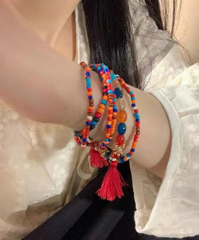 Bohemian Blue Alloy Beading Tassel Bracelet
