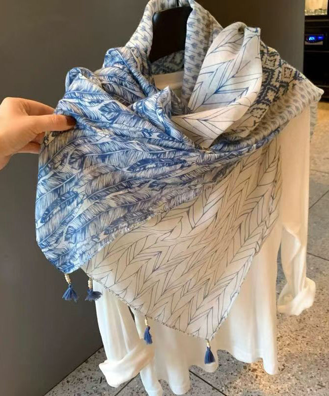 Bohemian Ethnic Style Artistic Print Tassel Cotton Scarf