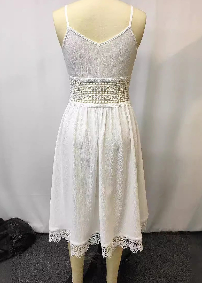 Bohemian-Green-V-Neck-Plaid-Button-Chiffon-Long-Dress-Sleeveless