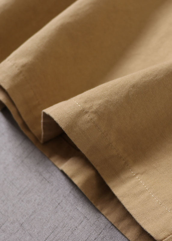 Bohemian Khaki Cinched Patchwork Cotton Dress Spring