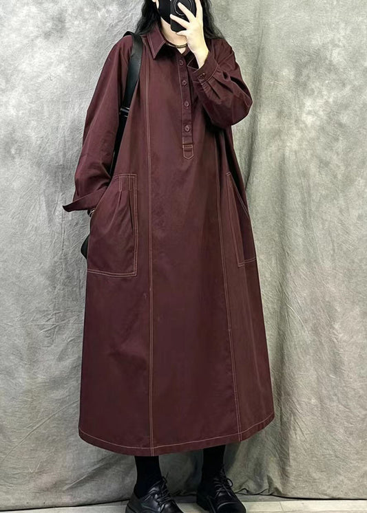 Bohemian Mulberry Oversized Cotton Maxi Dresses Fall