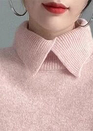 Bohemian Pink Peter Pan Collar Thick Knit Sweater Tops Winter