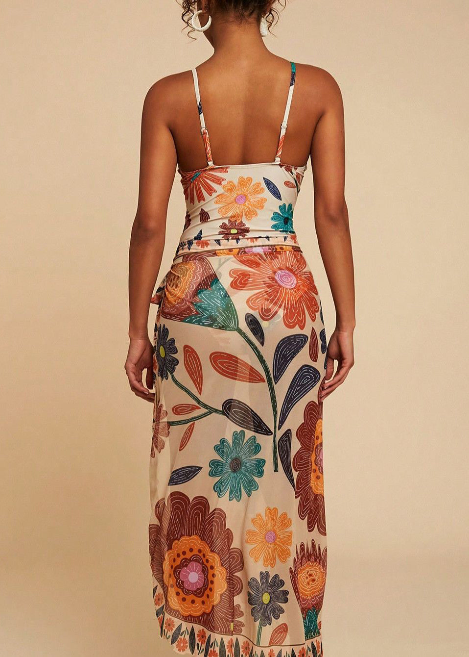 Bohemian Print Bodysuit And Maxi Skirts Lingerie Sets Swimwear