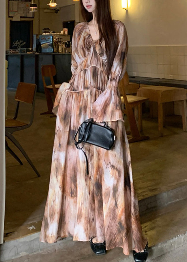 Bohemian Tie Dye Long Dress And Spaghetti Strap Dress Two Pieces Set Spring