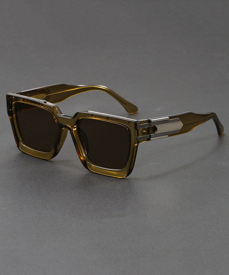 Boho Black Grey Resin Blue Square Light Blocking Sunglasses