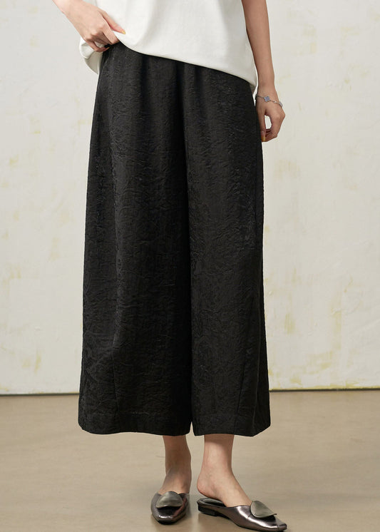 Boho Black Oversized Jacquard Silk Harem Pants Fall