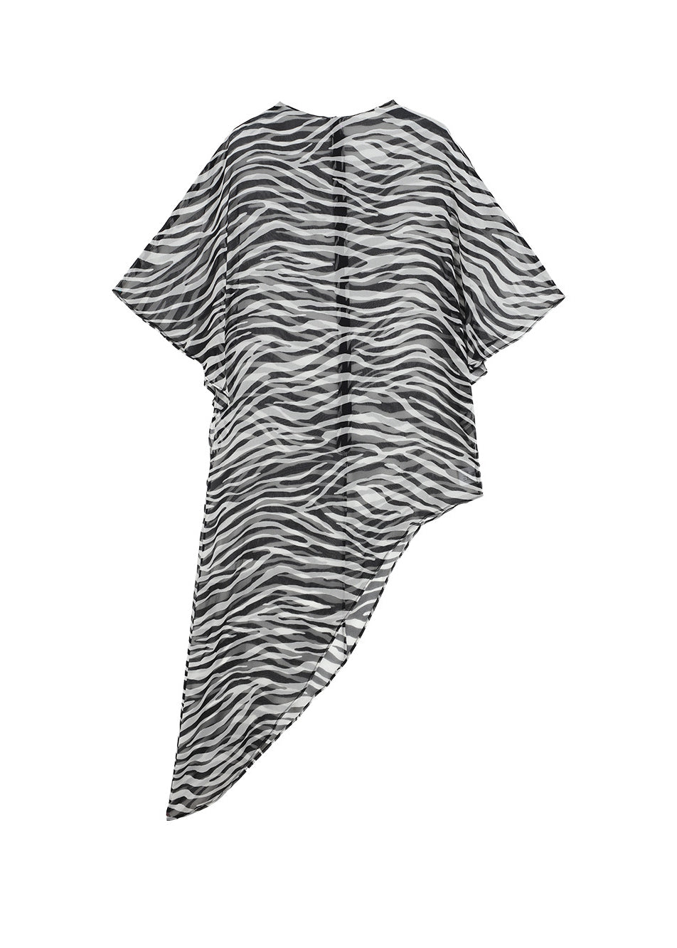 Boho Black Zebra Pattern Asymmetrical Sheer Silk Top Summer