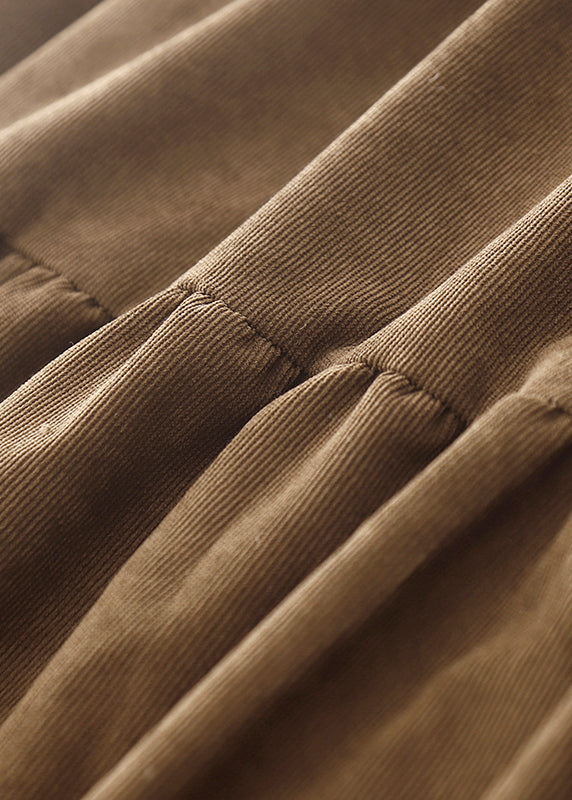 Boho Brown Oversized Patchwork Corduroy Maxi Dresses Spring