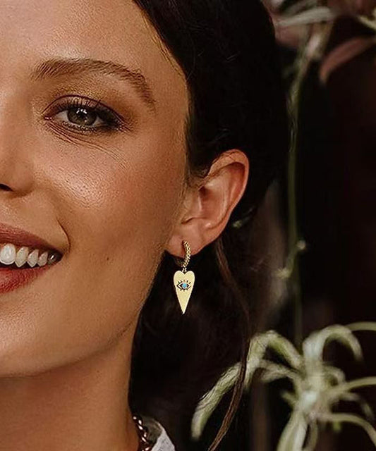Boho Copper Overgild Inlaid Zircon Love Eyes Drop Earrings