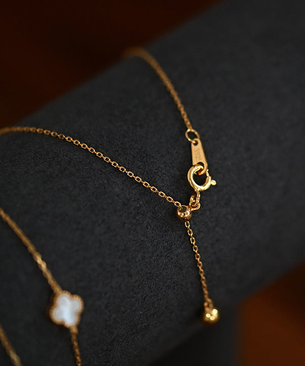 Boho Four Leaf Clover Pearl Starlight Adjustable Gold Plated Choker