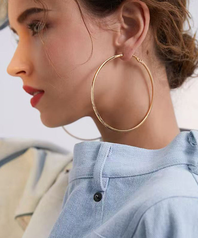 Boho Golden Oversized Fashion Metal Hoop Earrings